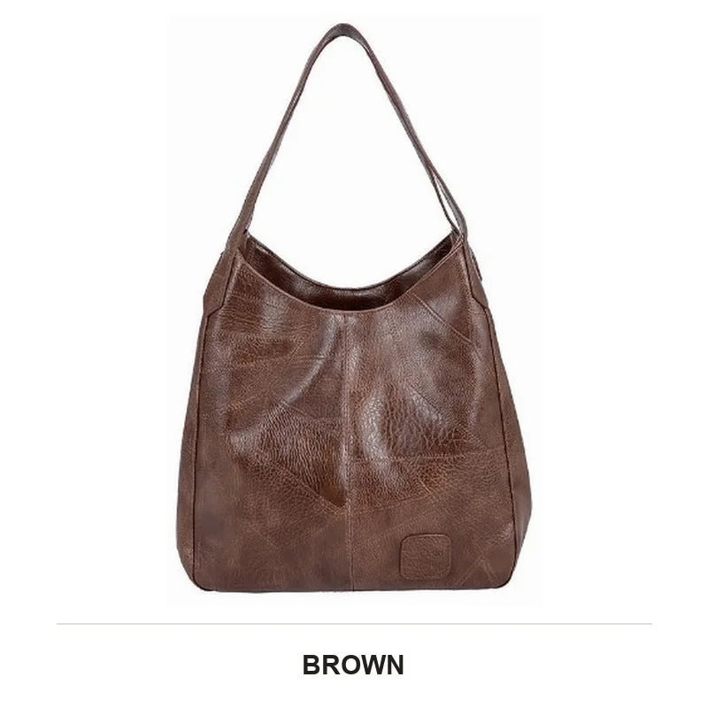 Women Soft PU Leather Tote Bag Vintage Shoulder Handbag Minimalist Top Handle Casual Everyday Purse