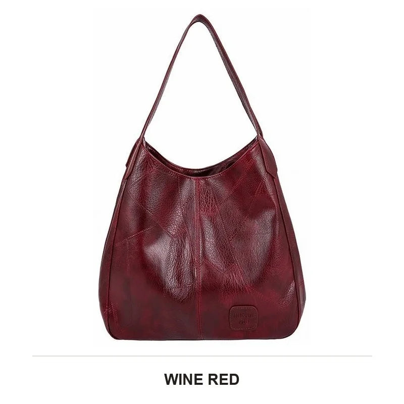 Women Soft PU Leather Tote Bag Vintage Shoulder Handbag Minimalist Top Handle Casual Everyday Purse
