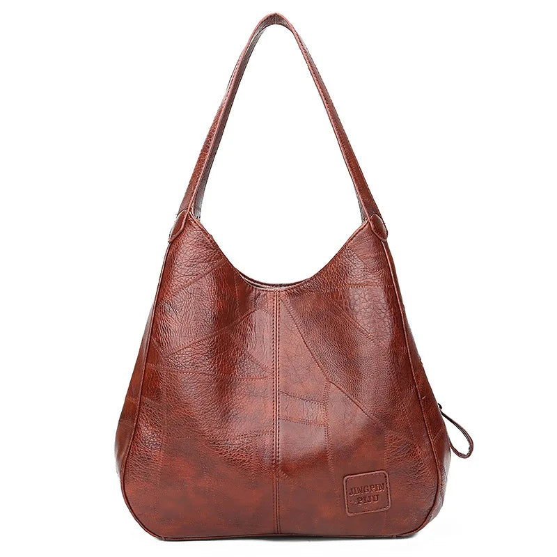 Women Soft PU Leather Tote Bag Vintage Shoulder Handbag Minimalist Top Handle Casual Everyday Purse